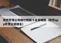 软件开发公司排行榜前十名有哪些（软件app开发公司排名）